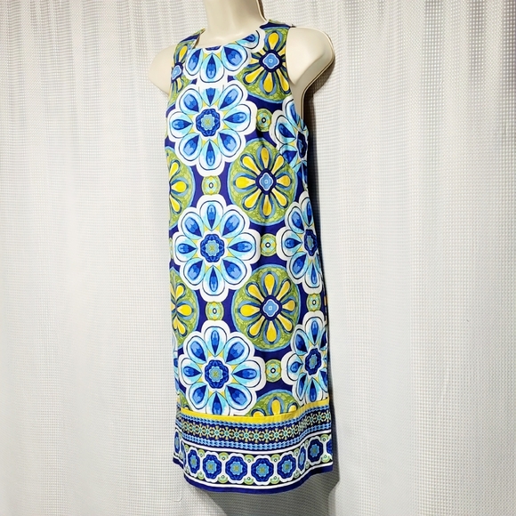 London Times Cotton Sateen Floral Sleeveless Stretch Shift Dress (12) - Picture 2 of 10